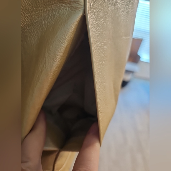 Dialogue New Language Of Style Leather Jacket Champaign Gold X Large  NWOT - Picture 4 of 5